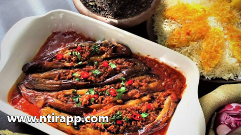 طرز تهیه بادمجان شکم پاره